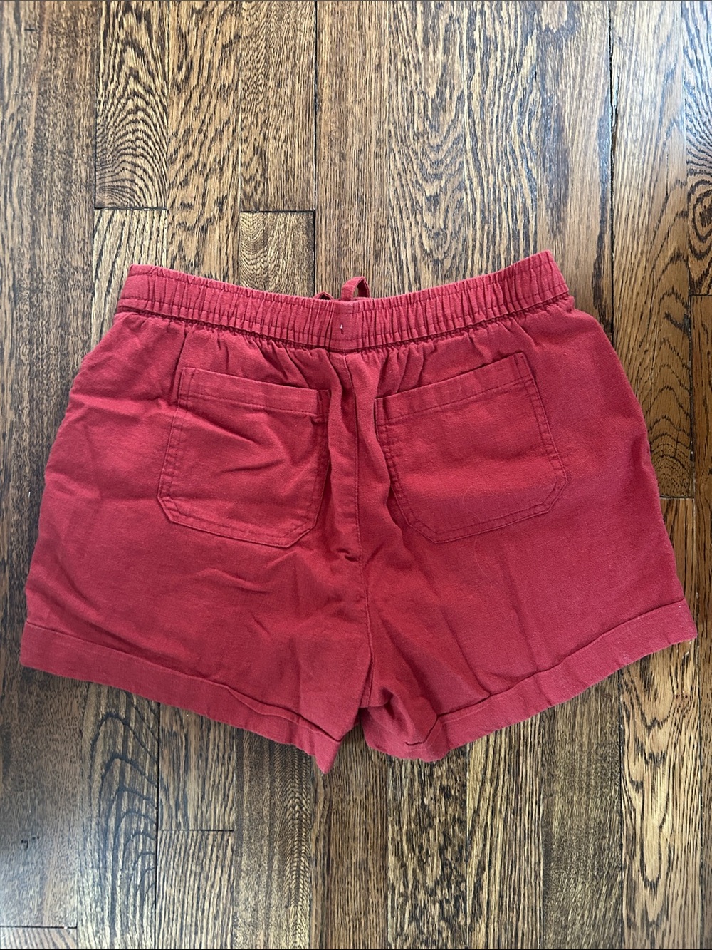 OLD NAVY Linen Blend Red Cuffed Drawstring Shirts NWOT - Picture 4 of 7